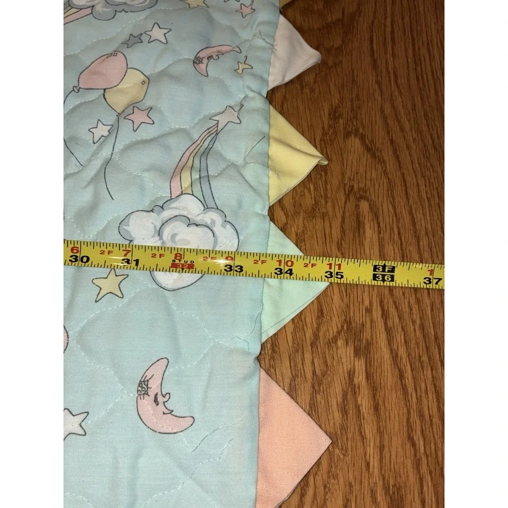 Precious Moments Baby Blanket Quilt Comforter Teddy Bear Balloon Rainbow Moon